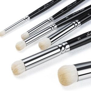 Golden Maple Dry Brush Set for Miniature Painting - 6PC Professional Detail Hobby Brushes for Models | Acrylic, Oil（Black）