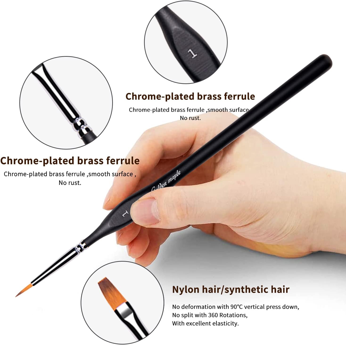 Golden Maple Miniature Paint Brushes, 15PC Model Brushes Micro Detail Paint Brush Set, Fine Detailing for Acrylics, Oils, Watercolors & Paint by Number, Figurine (Black) - Image 3