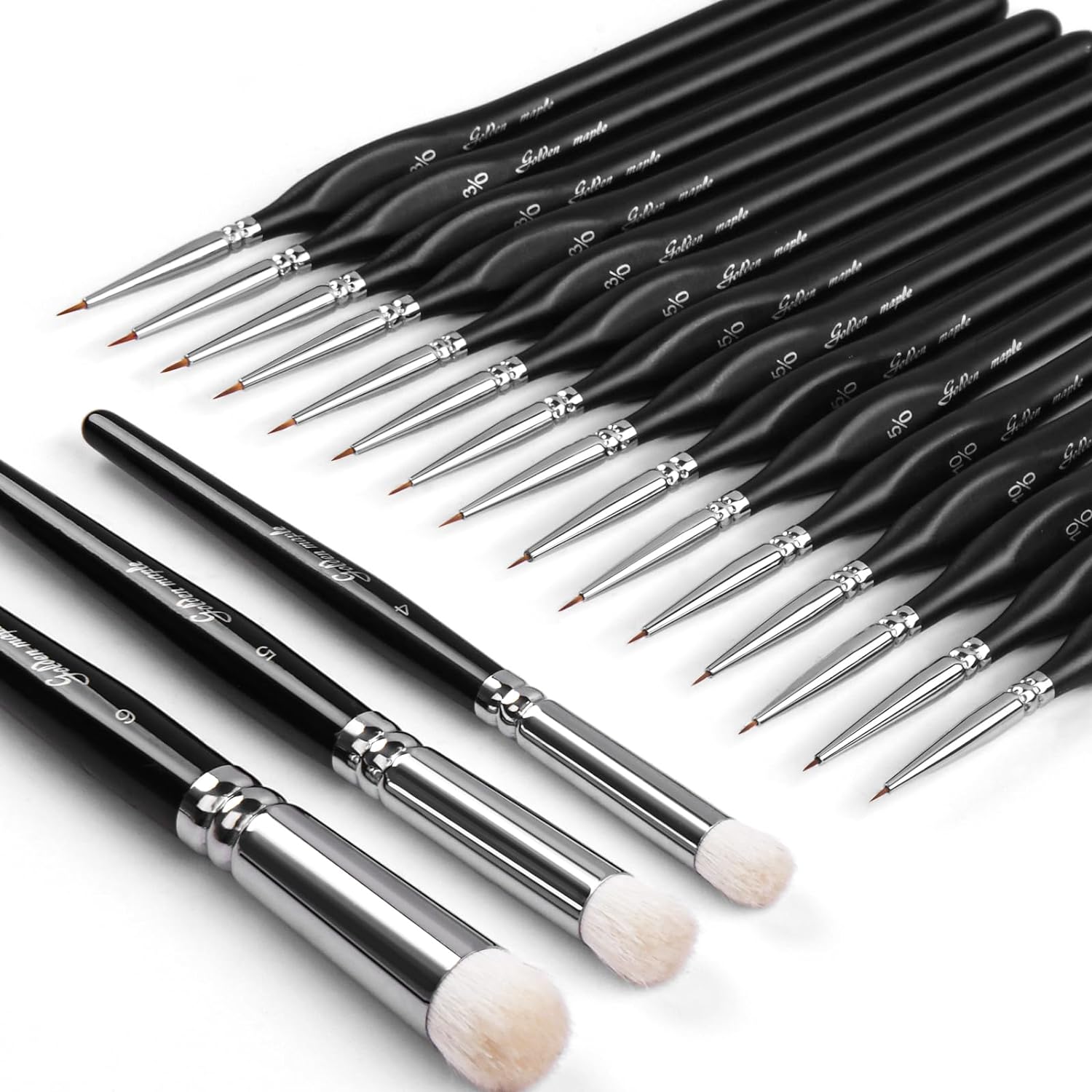 Golden Maple Model Paint Brushes Dry Brush - 18PC Large Dry Brush Set with Miniature Detail Paint Brush Set 3/0 5/0 10/0 for Effortless Miniature Painting, Model