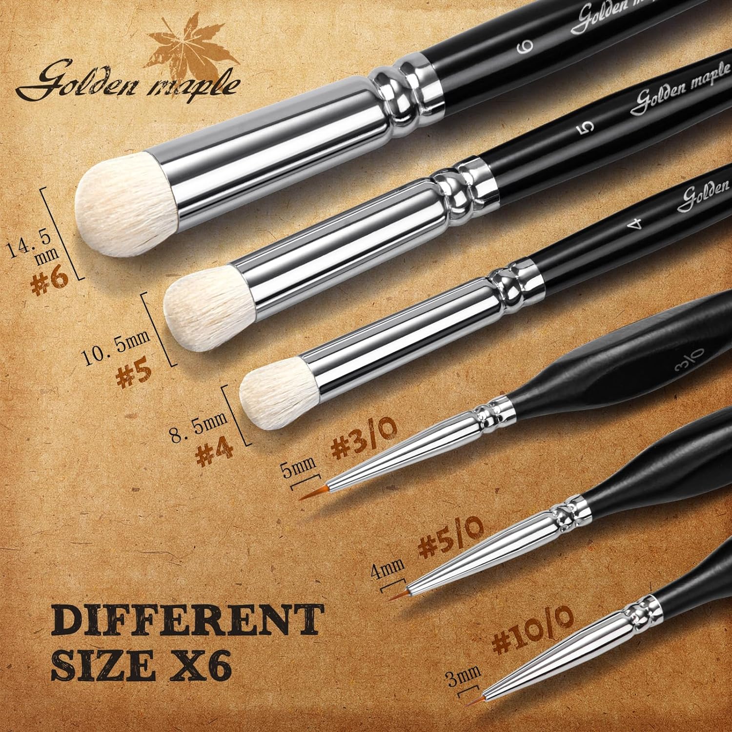 Golden Maple Model Paint Brushes Dry Brush - 18PC Large Dry Brush Set with Miniature Detail Paint Brush Set 3/0 5/0 10/0 for Effortless Miniature Painting, Model - Image 5