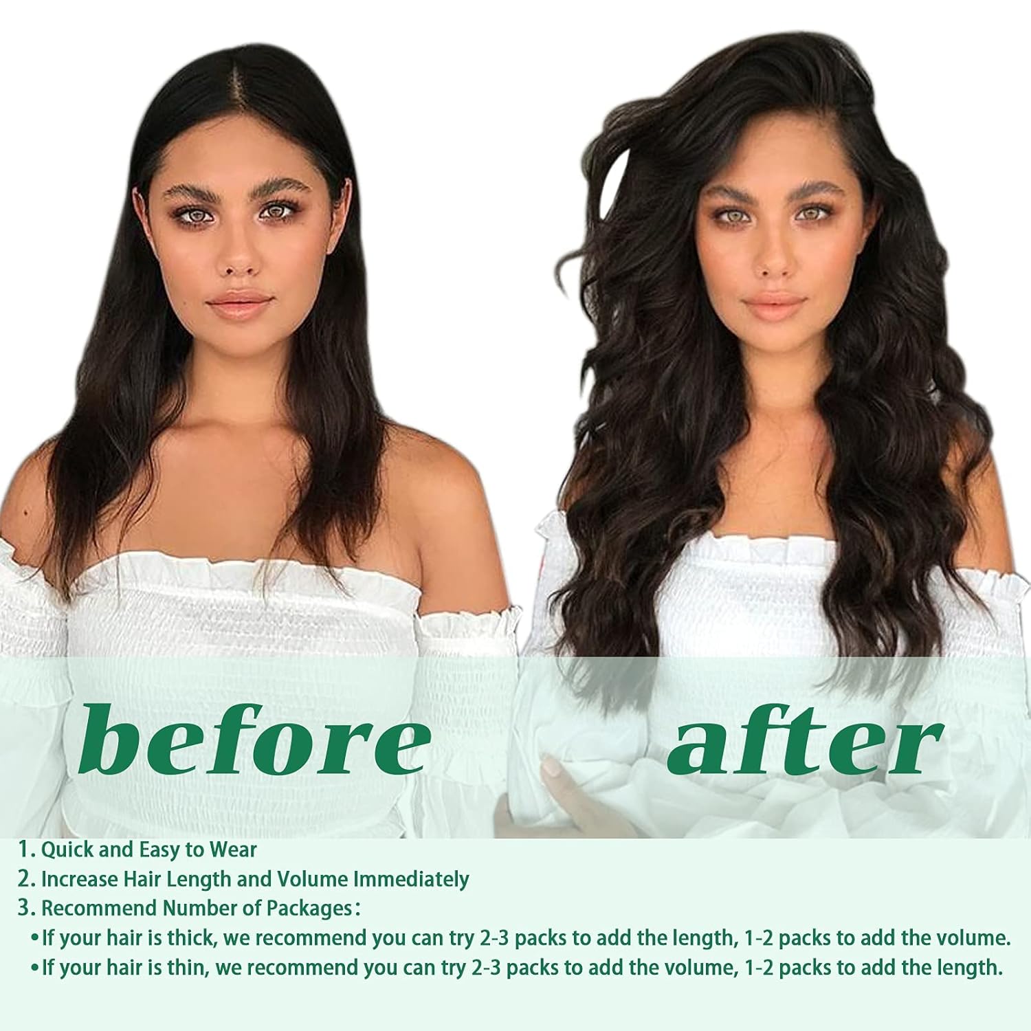GOO GOO Clip in Hair Extensions Real Human Hair, Remy Human Hair Extensions Clip ins for Women, Natural Human Hair, 14inch 120g 7Pcs, 2 Dark Brown - Image 8