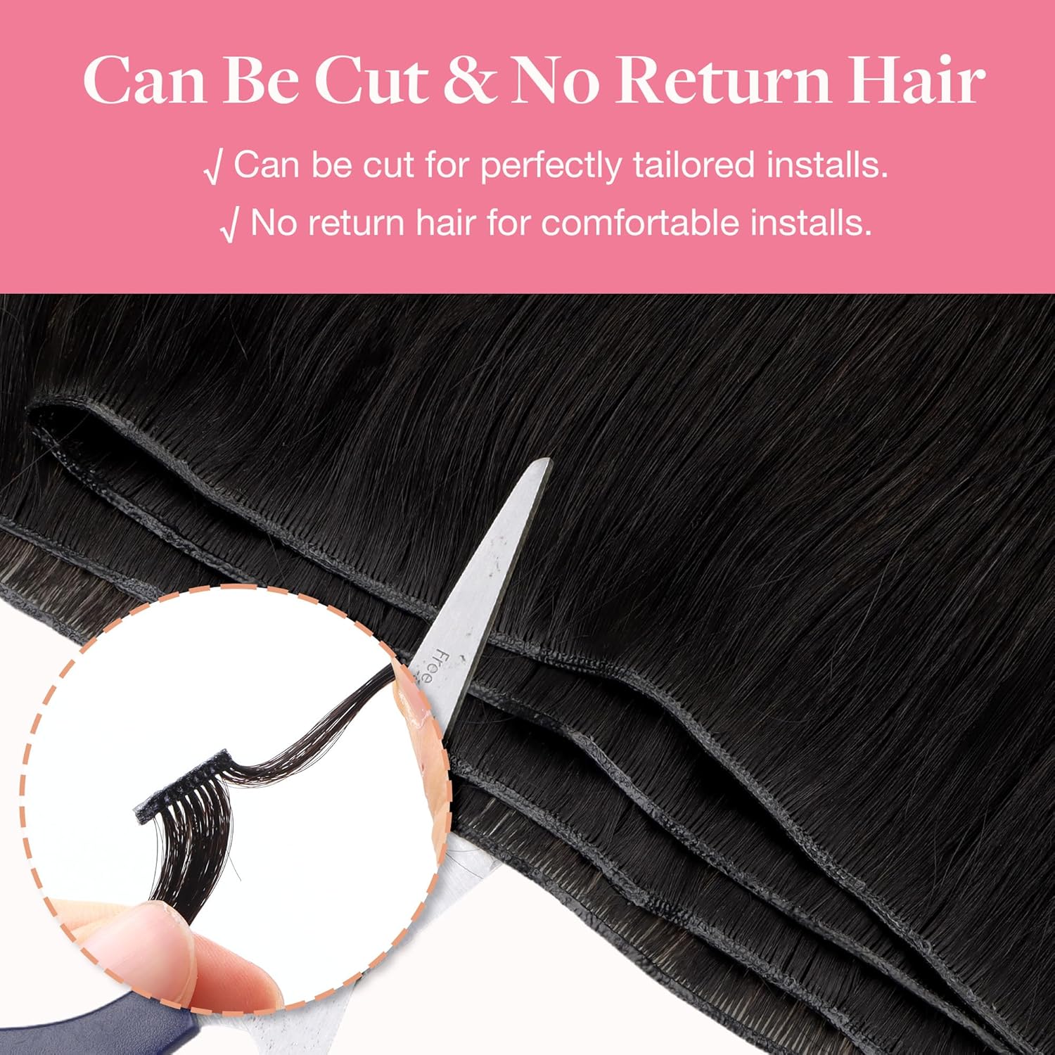 GOO GOO Genius Human Hair Extensions, Sew In Remy Weft, 1B Natural Black 16inch 100g, Hand Tied - Image 7