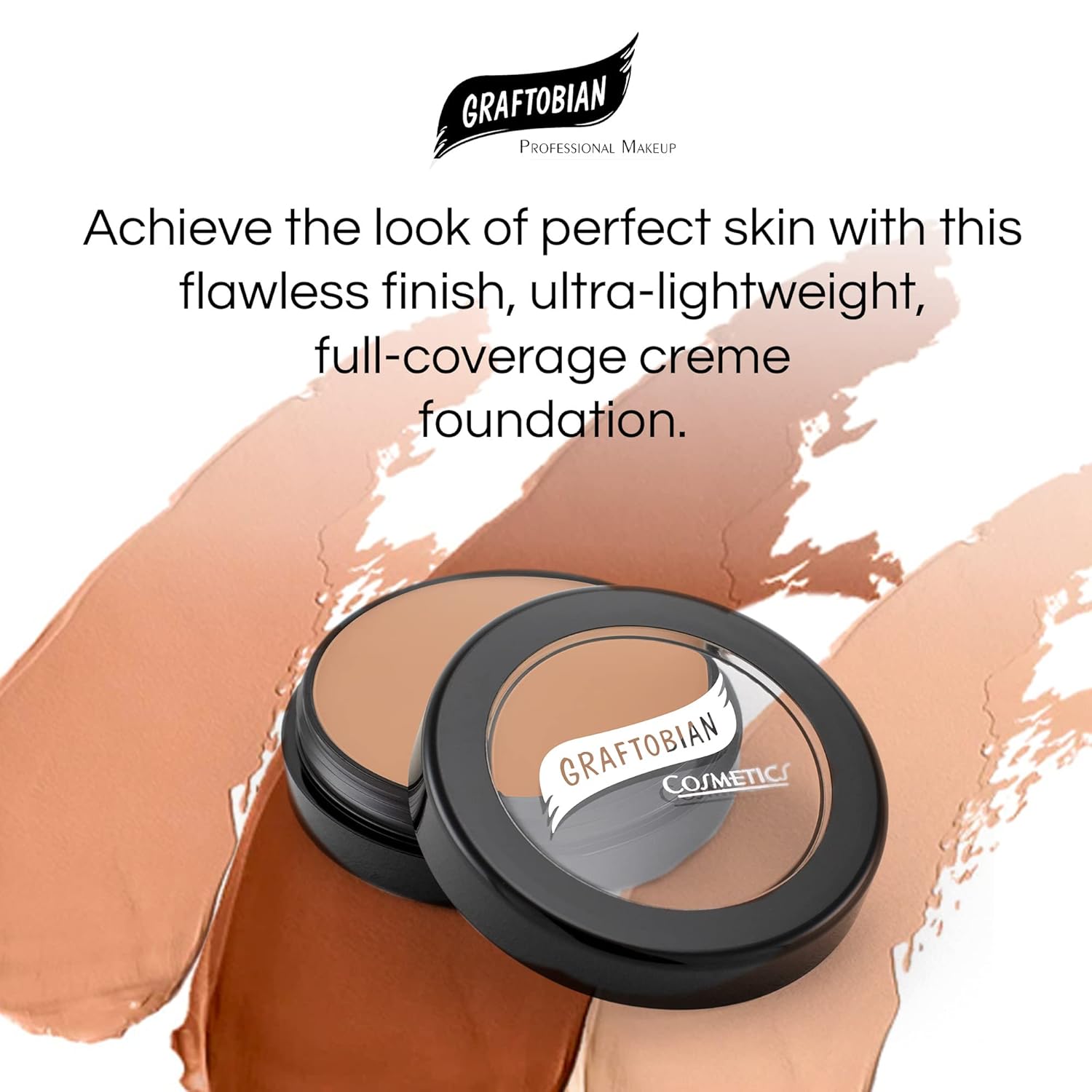 Graftobian HD Glamour Crème Foundation 1/2oz, Weightless Full Coverage Makeup, 65 Inclusive Shades, For All Skin Types, Natural or Full-Glam Looks, For Professionals and Beginners, Golden Sunset - Image 2