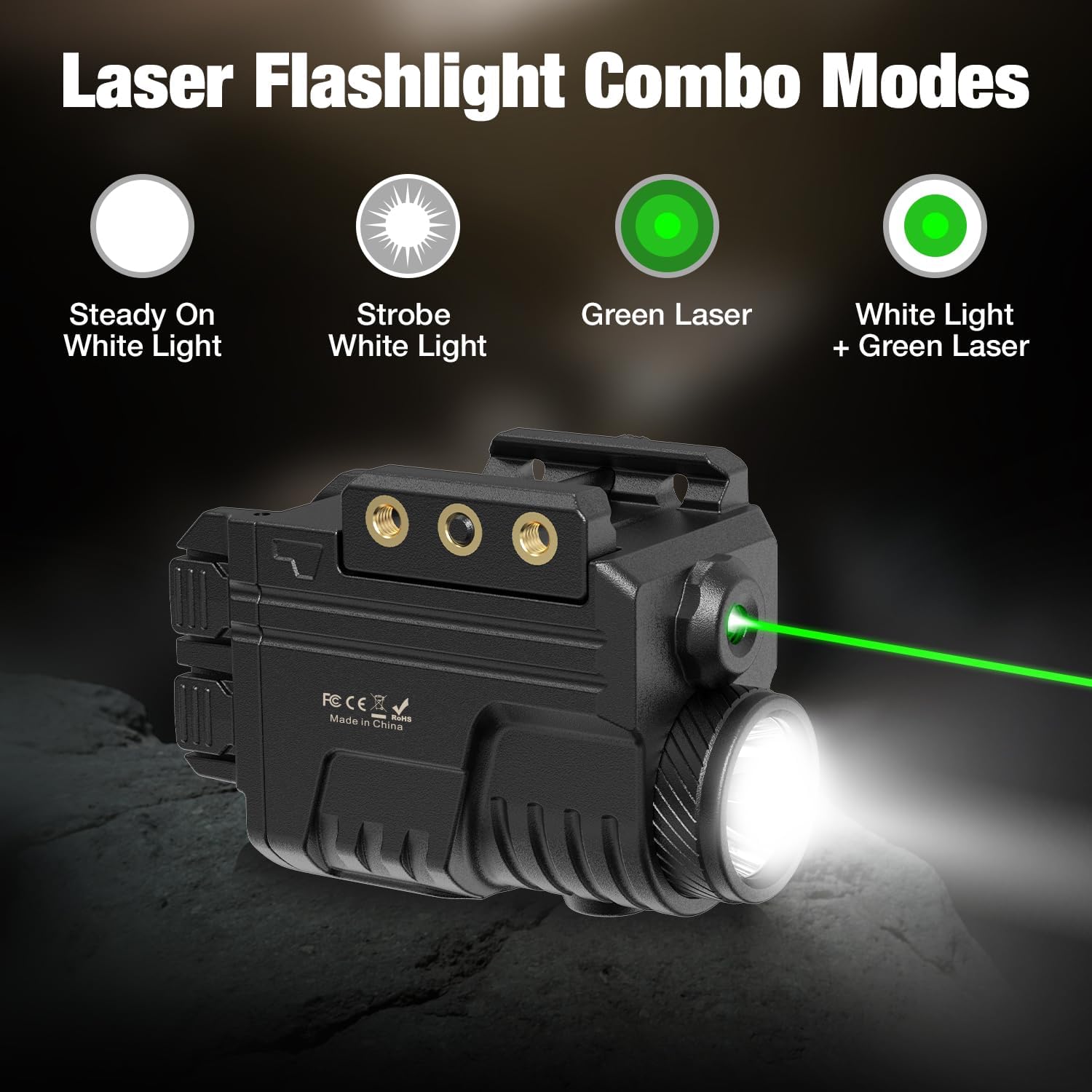 Green Beam and Flashlight for Pistol, Rechargeable Pistol Light Laser Combo Rail Mounted Green Beam Laser Class II - Image 2