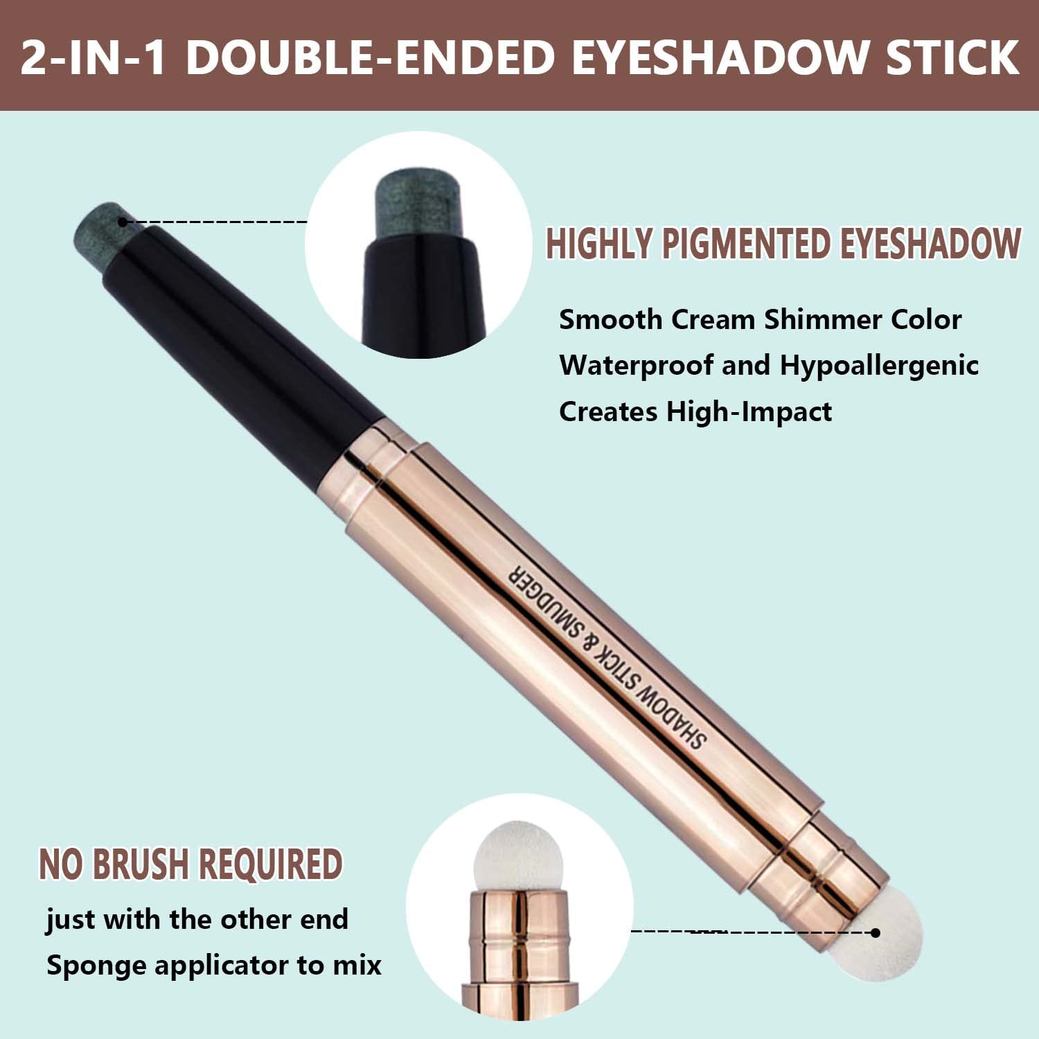 Green Eyeshadow Stick, Hypoallergenic, Waterproof, Smooth Cream, 11# - Image 2