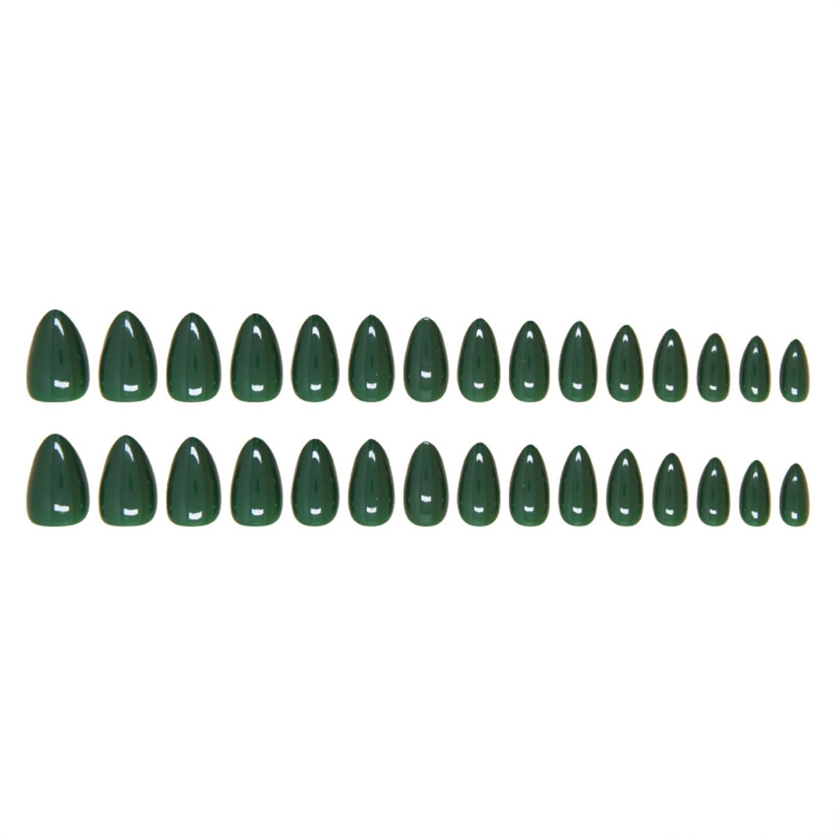 Green Press on Nails Short Almond Fake Nails Press ons False Nails with Designs Acrylic Glossy Full Cover Glue on Nails Press ons Cute Artificial Stick on Nails for Women Manicure 24 Pcs - Image 2