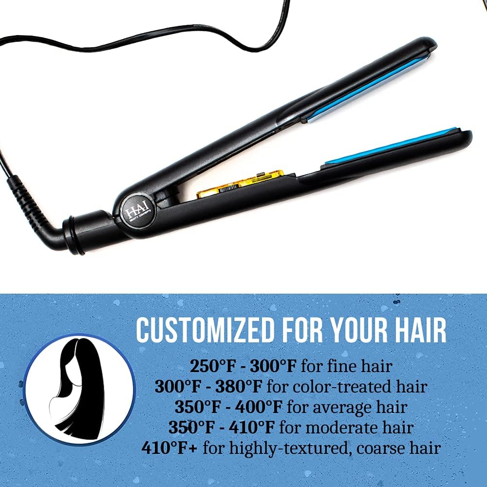 HAI Convertible Ceramic Hair Straightener for Women - Professional Fast Heating Flat Iron with 5 Temperature Levels for All Hair Types - (Classic Blue) - Image 6