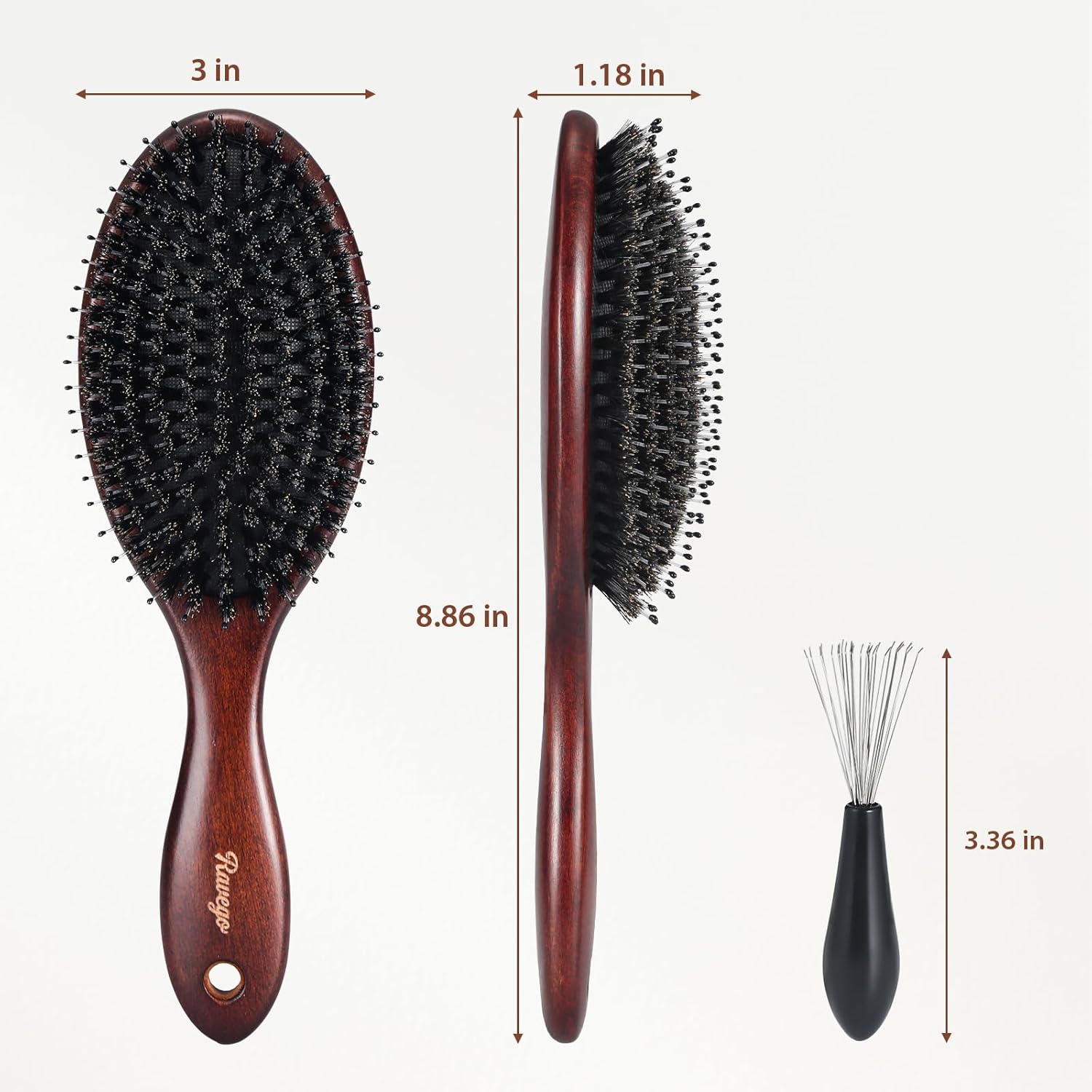 Hair Brush, Boar Bristles Hair Brush for Women Men Kids, Boar & Nylon Bristle Brushes for Smoothing Massaging Scalp Detangling Wet/Dry Hair, Reduce Frizz Dry Restore Natural Shine - Image 5