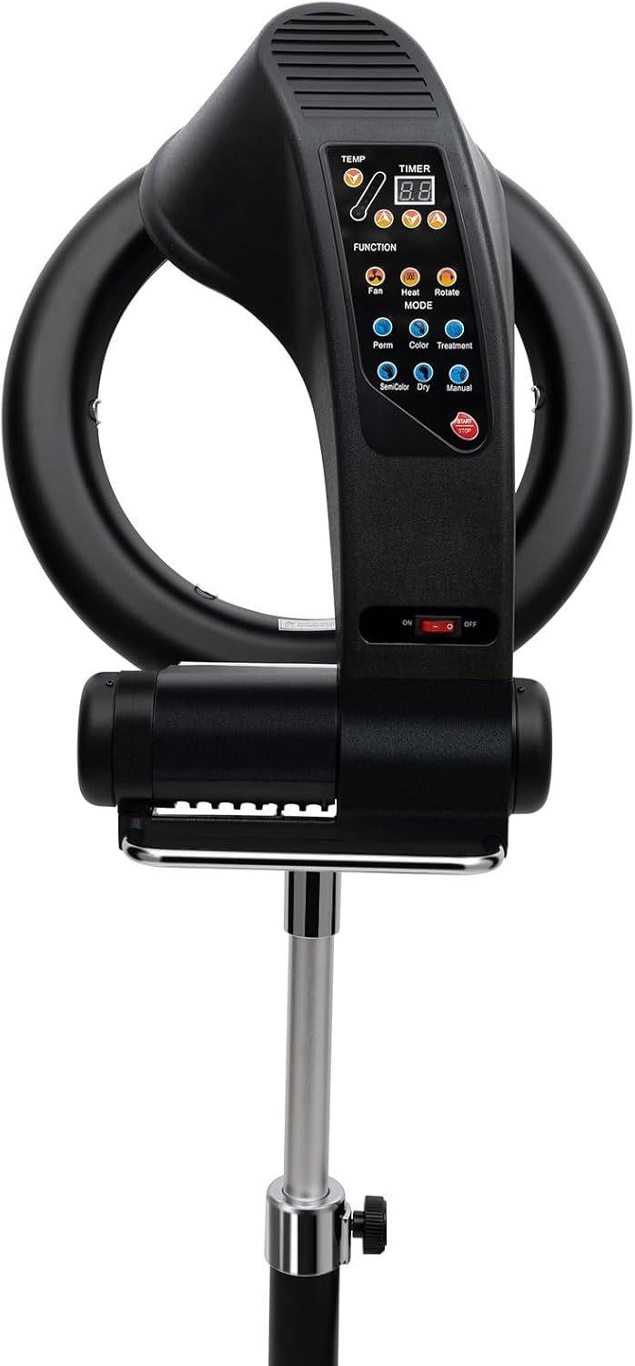 Hair Dryer, 1200W Hair Salon Color Processor Dryer with Infrared Technology, 6 Modes, 360 Efficient Heating, Adjustable Height, Rolling Base for Salon & Home Use, Quiet Care, Black - Image 3