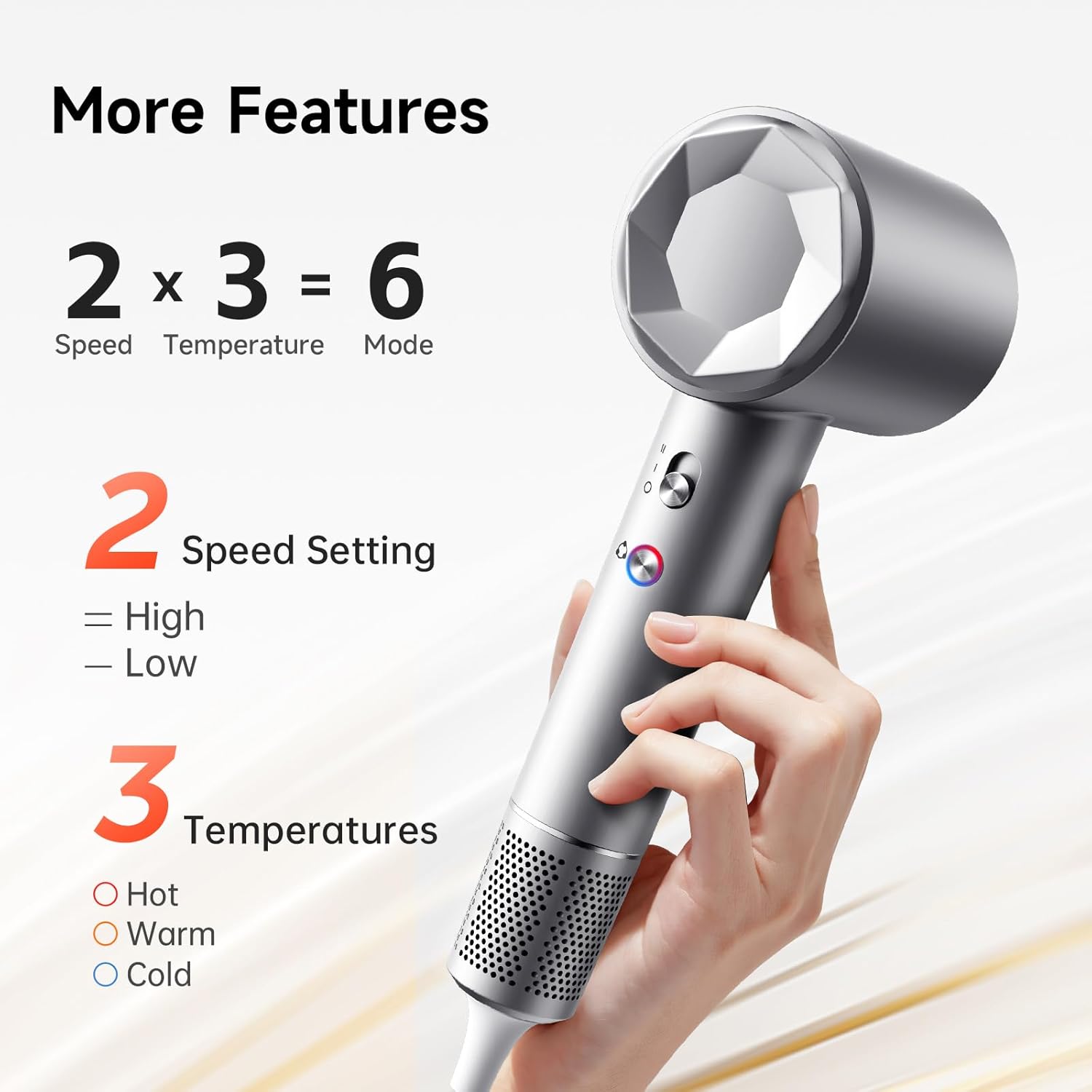 Hair Dryer, 130000 RPM High Speed Blow Dryer for Fast Drying, Low Noise, Lightweight Design for Home & Travel Use, Perfect for Men, Women, and Professionals - Image 3