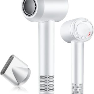 Hair Dryer, 140, 000 RPM High Speed Blow Dryer for Fast Drying, Negative Ionic Hair Dryers for Women, Thermo Control Lightweight Hairdryer for Home and Travel White