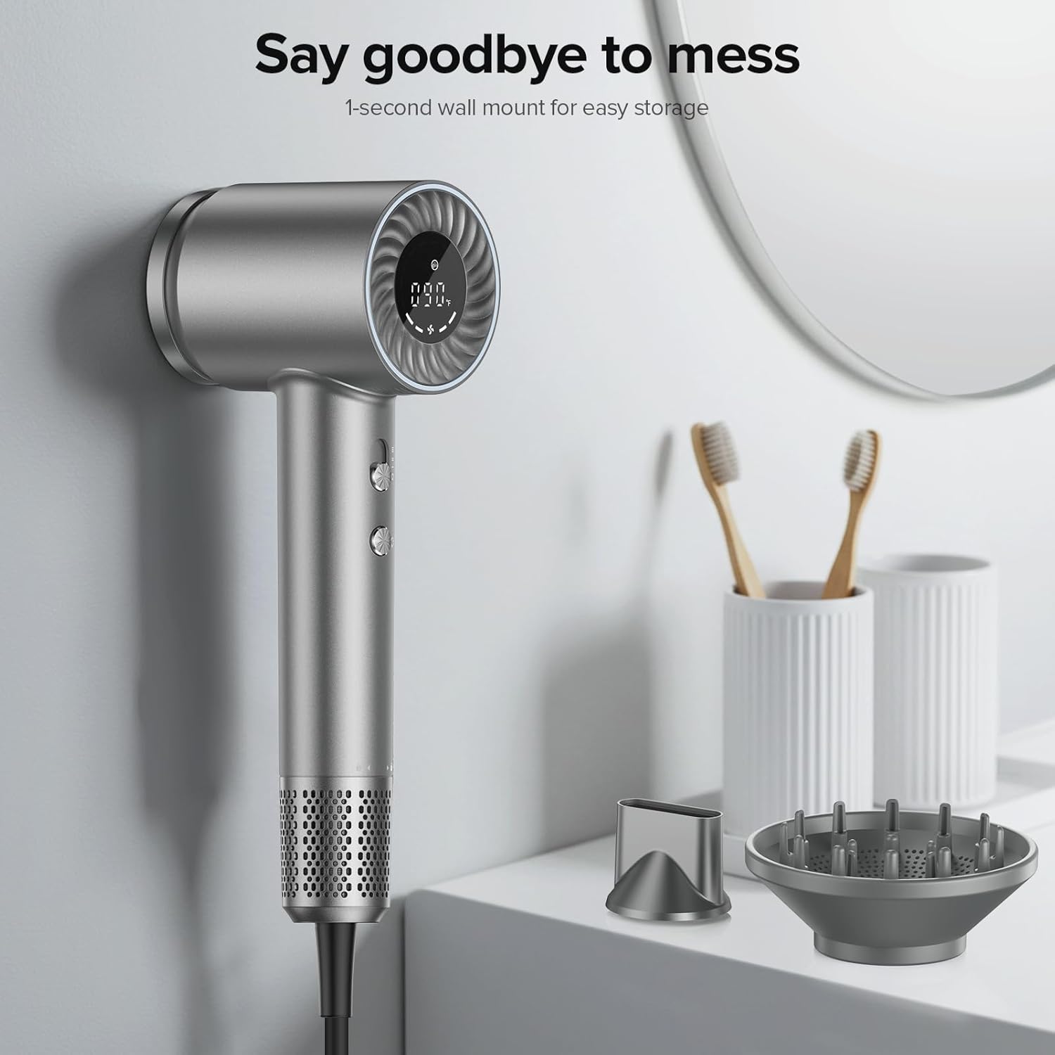 Hair Dryer, 150000 RPM Brushless Motor with 500M Negative Ions, Fast-Dry Lightweight Design, ThermoControl & Magnetic Nozzle/Diffuser, Low Noise Salon Blow Dryer for All Hair, Travel, Home - Image 5