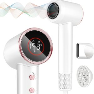 Hair Dryer, 160000 RPM Professional High Speed Ionic Blow Dryer 200 Million Negative Ions & Heat-Control & Low Noise Hairdryer with Magnetic Diffuser for Faster Drying All Hair Types, No Heat Damage