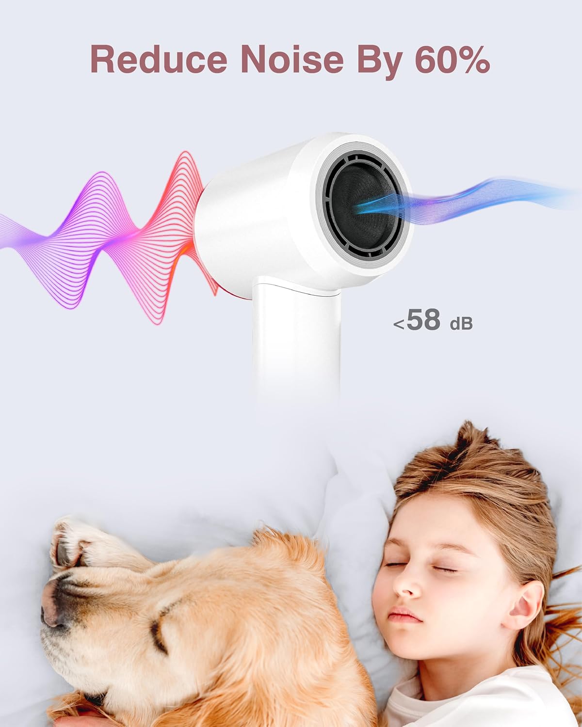 Hair Dryer, 160000 RPM Professional High Speed Ionic Blow Dryer 200 Million Negative Ions & Heat-Control & Low Noise Hairdryer with Magnetic Diffuser for Faster Drying All Hair Types, No Heat Damage - Image 7