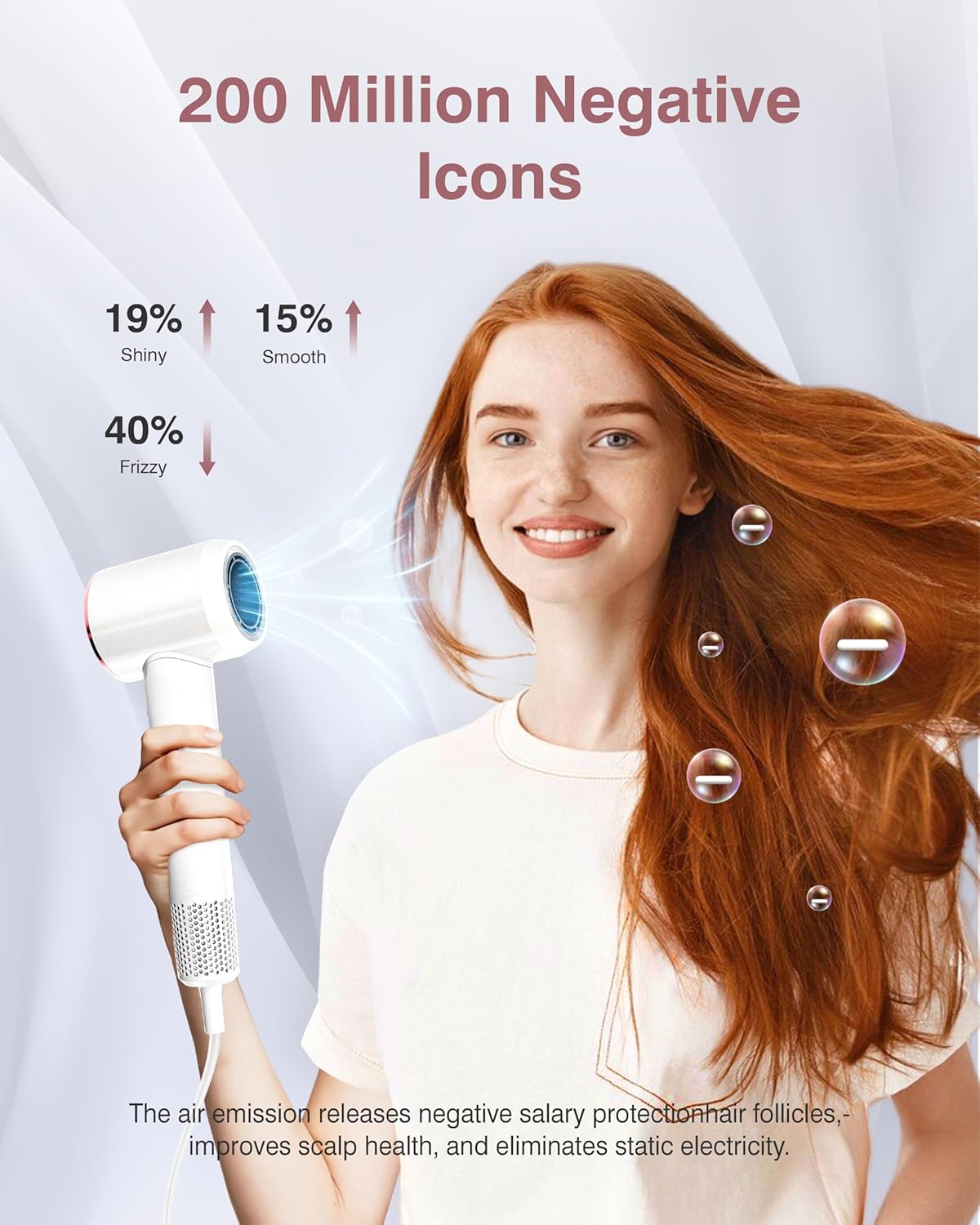 Hair Dryer, 160000 RPM Professional High Speed Ionic Blow Dryer 200 Million Negative Ions & Heat-Control & Low Noise Hairdryer with Magnetic Diffuser for Faster Drying All Hair Types, No Heat Damage - Image 5