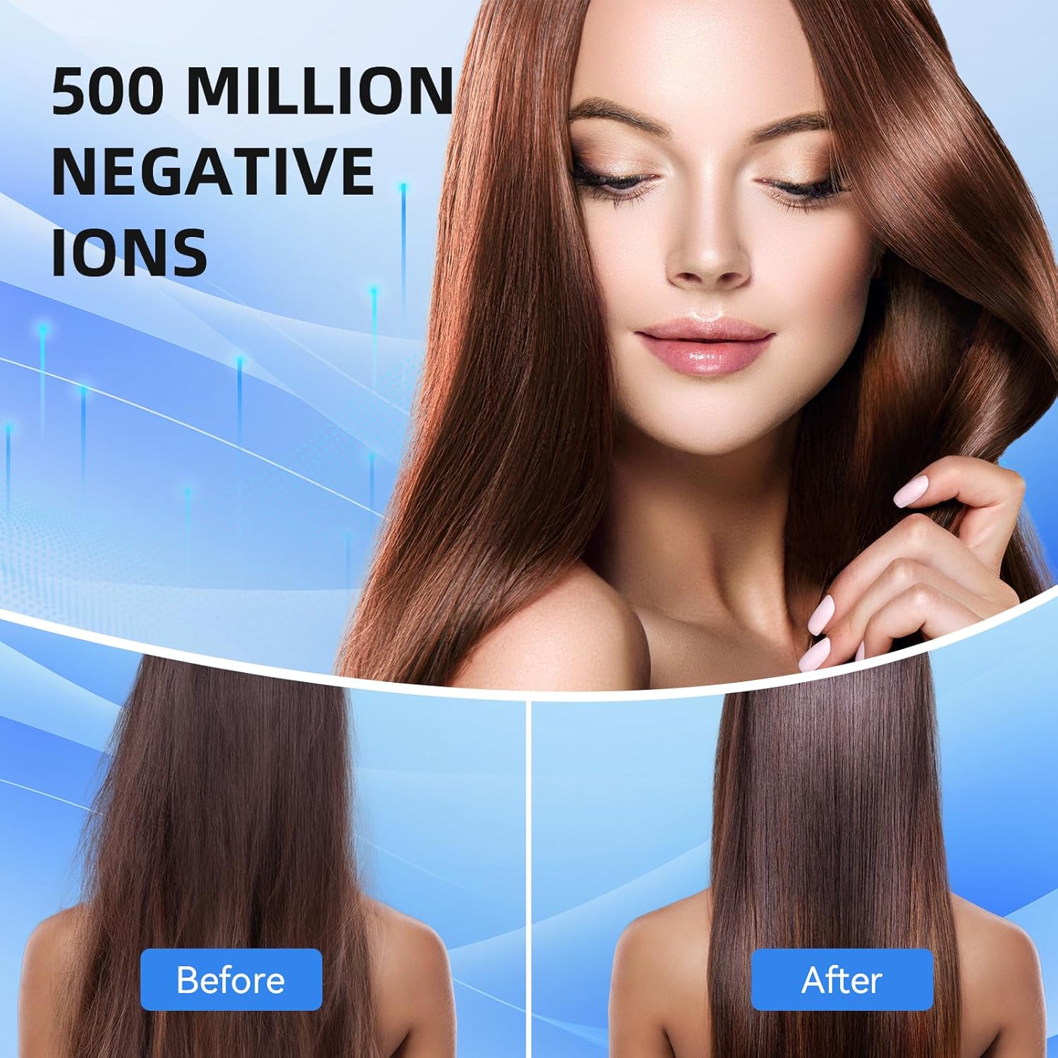 Hair Dryer, 160000RPM Fast Drying Blow Dryer, 500 Millions Negative Ionic High Speed Hair Dryer Professional Care Blow Dryer, Thermo-Control Low Noise with Magnetic Nozzle & Diffuser, Gray - Image 4