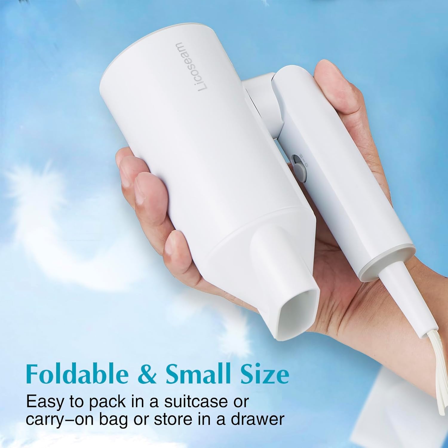 Compact 1600W White Foldable Travel Hair Dryer for Fast Drying - Image 2