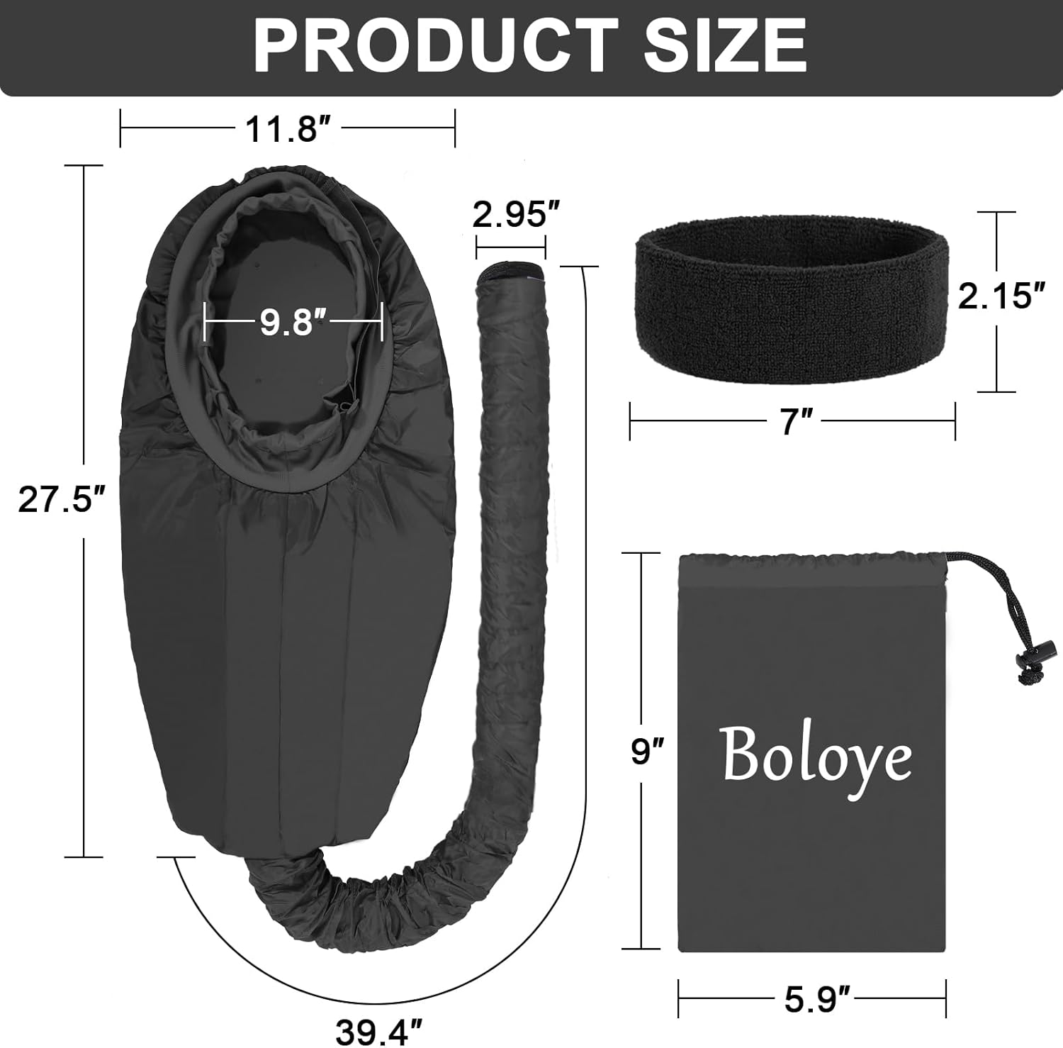 Hair Dryer Bonnet, Large Bonnet Hooded Hair Dryer Attachment for Speeds Up Drying Time & Deep Conditioning, Fits All Head Sizes & All Hair Styling, for Women Long Curly Braid Hair (Black, Large) - Image 2