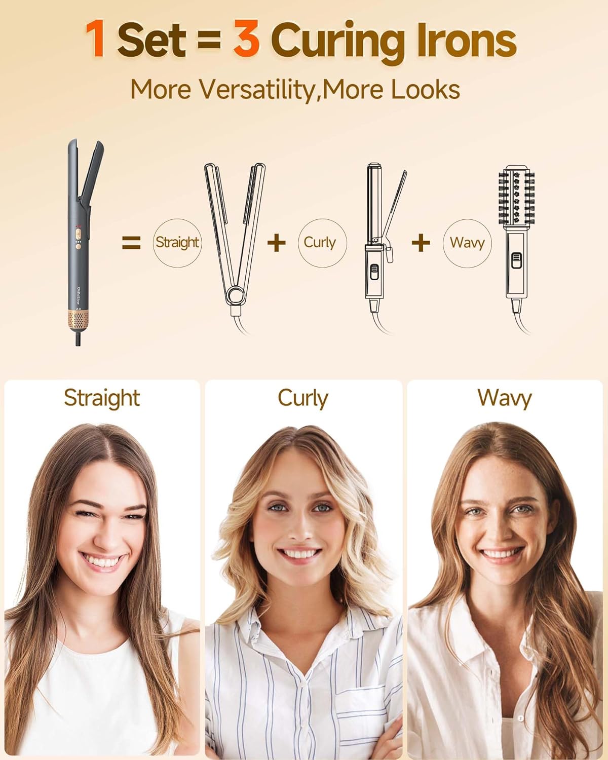 Hair Dryer Brush 6-in-1 Straightener,Hair Auto-Wrap Curlers, Professional 110,000 RPM Magic Multi Styler with Attachments,Fast hot Drying Set Gift for Girl Curling Volumizing Straightening. - Image 6