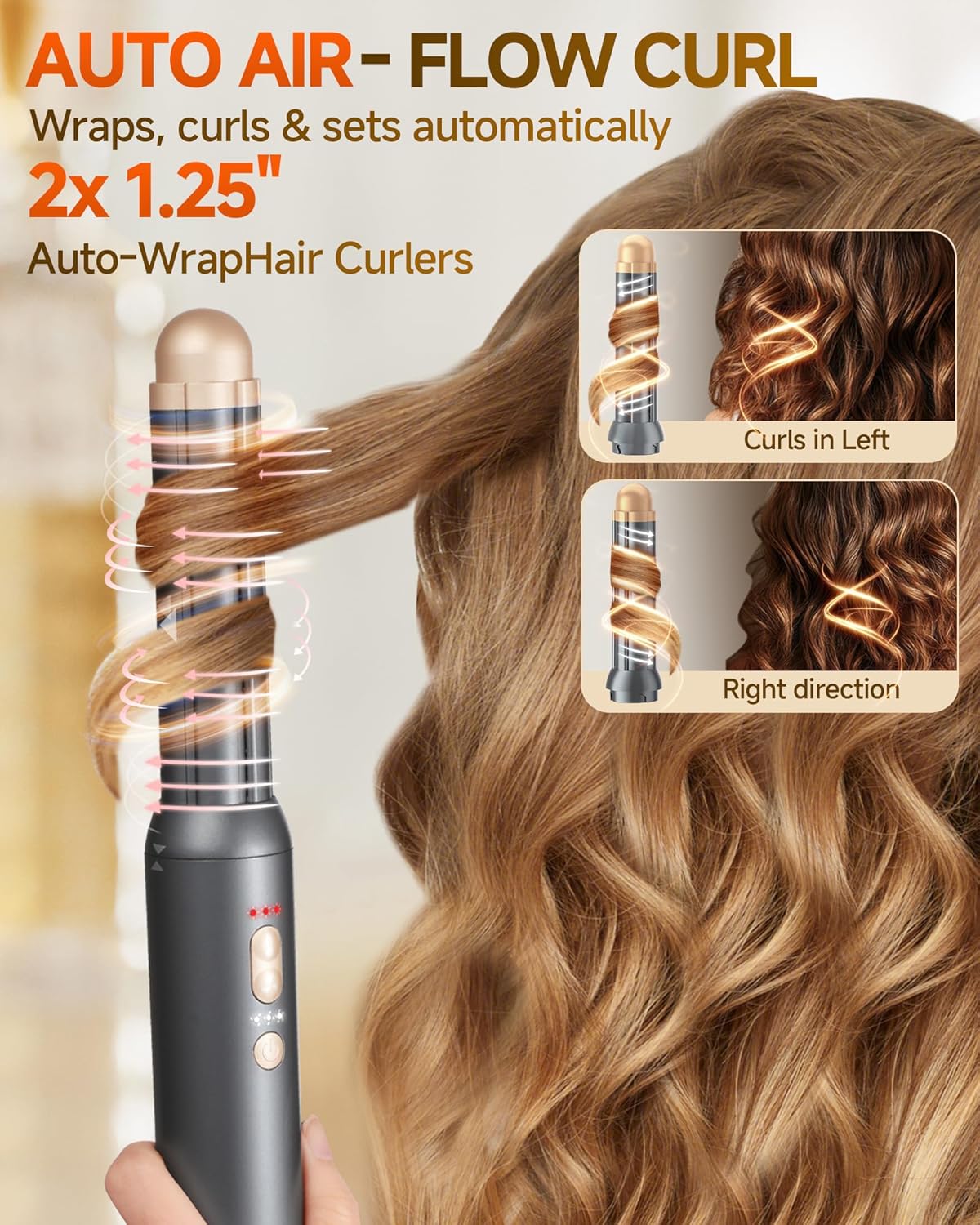 Hair Dryer Brush 6-in-1 Straightener,Hair Auto-Wrap Curlers, Professional 110,000 RPM Magic Multi Styler with Attachments,Fast hot Drying Set Gift for Girl Curling Volumizing Straightening. - Image 4