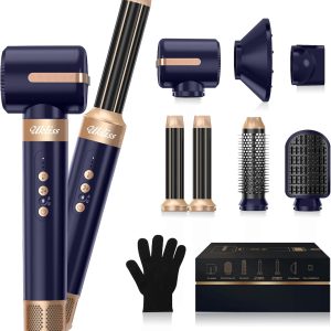 Hair Dryer Brush 7 in 1，110000 RPM Hot Air Brush Hair Styler for Curly Straight & Twisted Hair Professional Ionic Brush Blow Dryer for Salon-Quality Styling, Blue