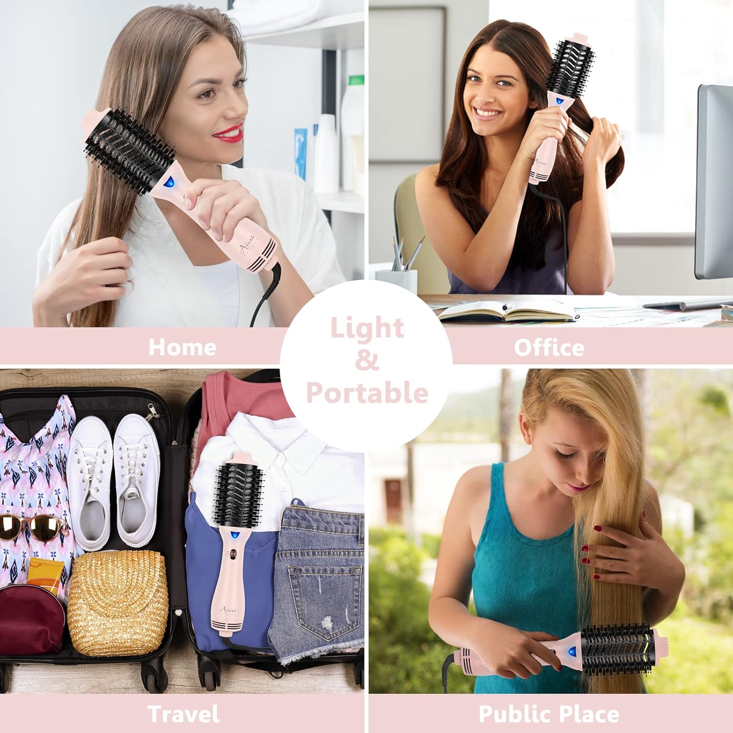 Hair Dryer Brush, Aima Beauty One Step Hair Dryer and Styler Volumizer with Negative Ion for Reducing Frizz and Static, Hair Styling Tools, Pink - Image 7