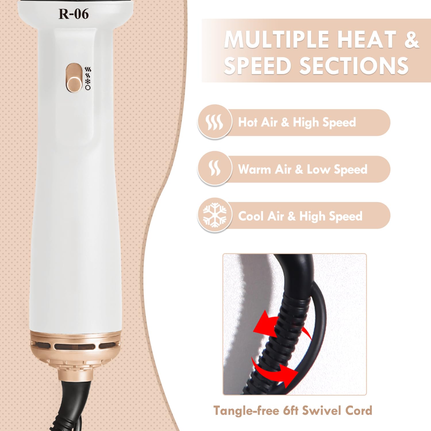 Hair Dryer Brush Blow Dryer Brush in One, 4 in 1 Hair Dryer and Styler Volumizer with Oval Barrel, Professional Salon Hot Air Brush for All Hair Types, Bright White - Image 5