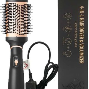 Hair Dryer Brush Blow Dryer in One Step, Upgraded 4 in 1 Hair Dryer and Styler Volumizer with Negative Ion Anti-frizz Ceramic Titanium Barrel Hot Air Brush Hair Straightener (Golden, Large)