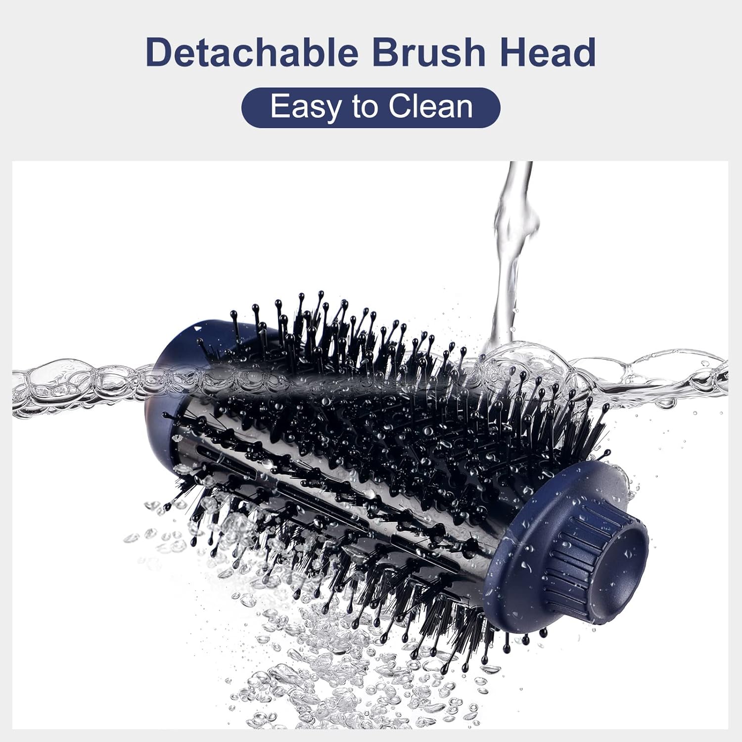 Hair Dryer Brush Set, IG INGLAM 4 in 1 Blowout Brush, Negative Ion Detachable Hair Dryer & Styler Volumizer Hot Air Hair Dryer Brush with 2 Styling Brush Heads, Prussian Blue - Image 9