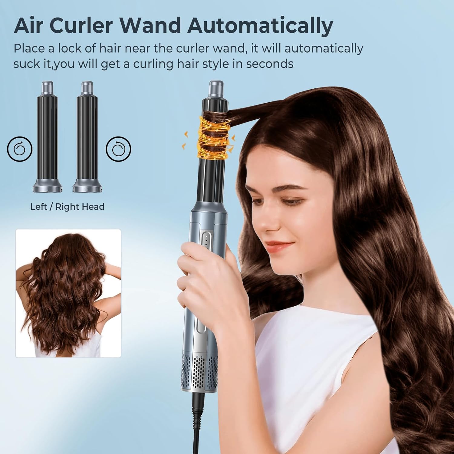 Hair Dryer Brush,Blow Dryer Brush with Attachments,110000 RPM Curly Twist 6 in 1 Air Style, Professional Ionic Hair Styling Tool, Left & Right Air Curler, Volumizer - Image 3