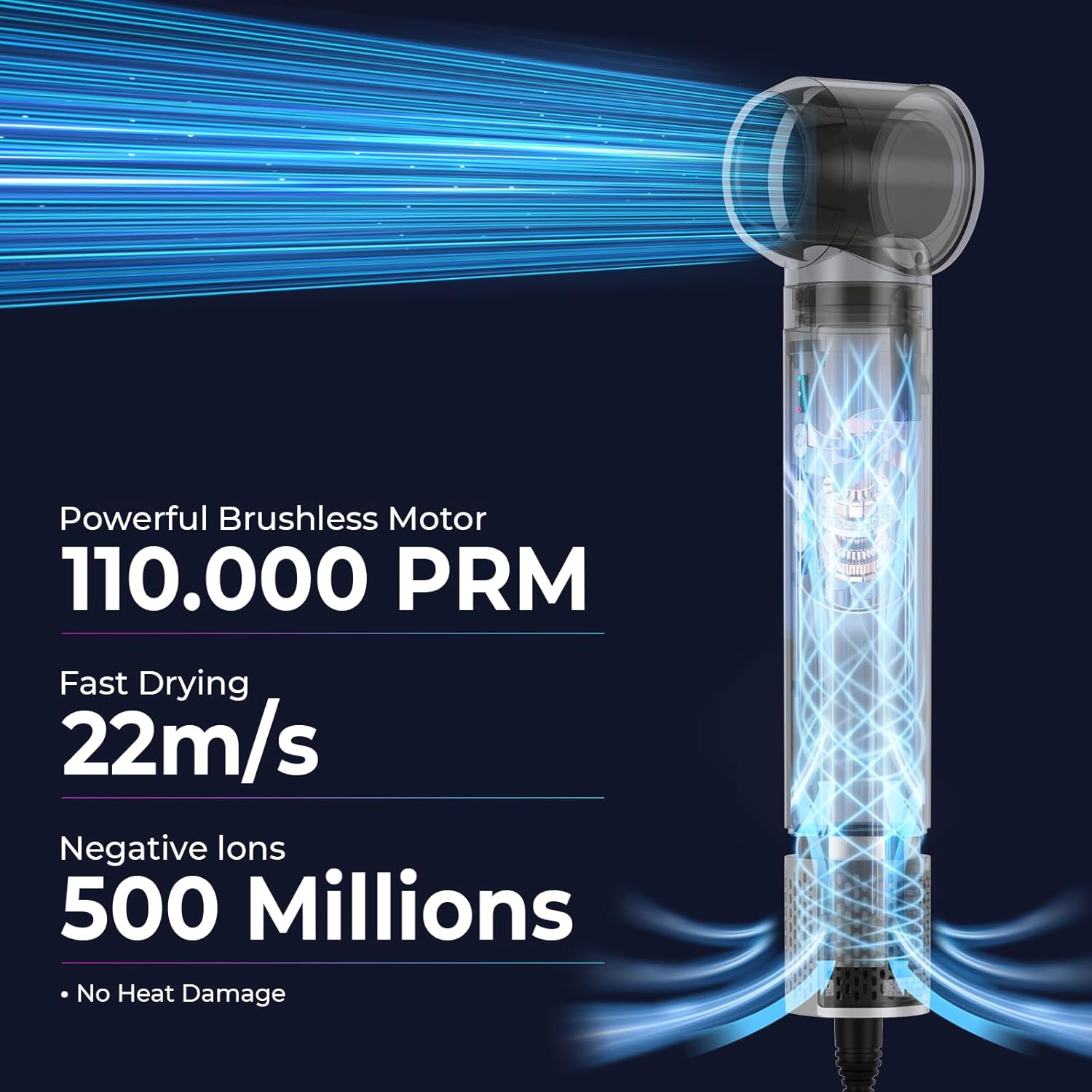 Hair Dryer Brush,Blow Dryer Brush with Attachments,110000 RPM Curly Twist 6 in 1 Air Style, Professional Ionic Hair Styling Tool, Left & Right Air Curler, Volumizer - Image 4