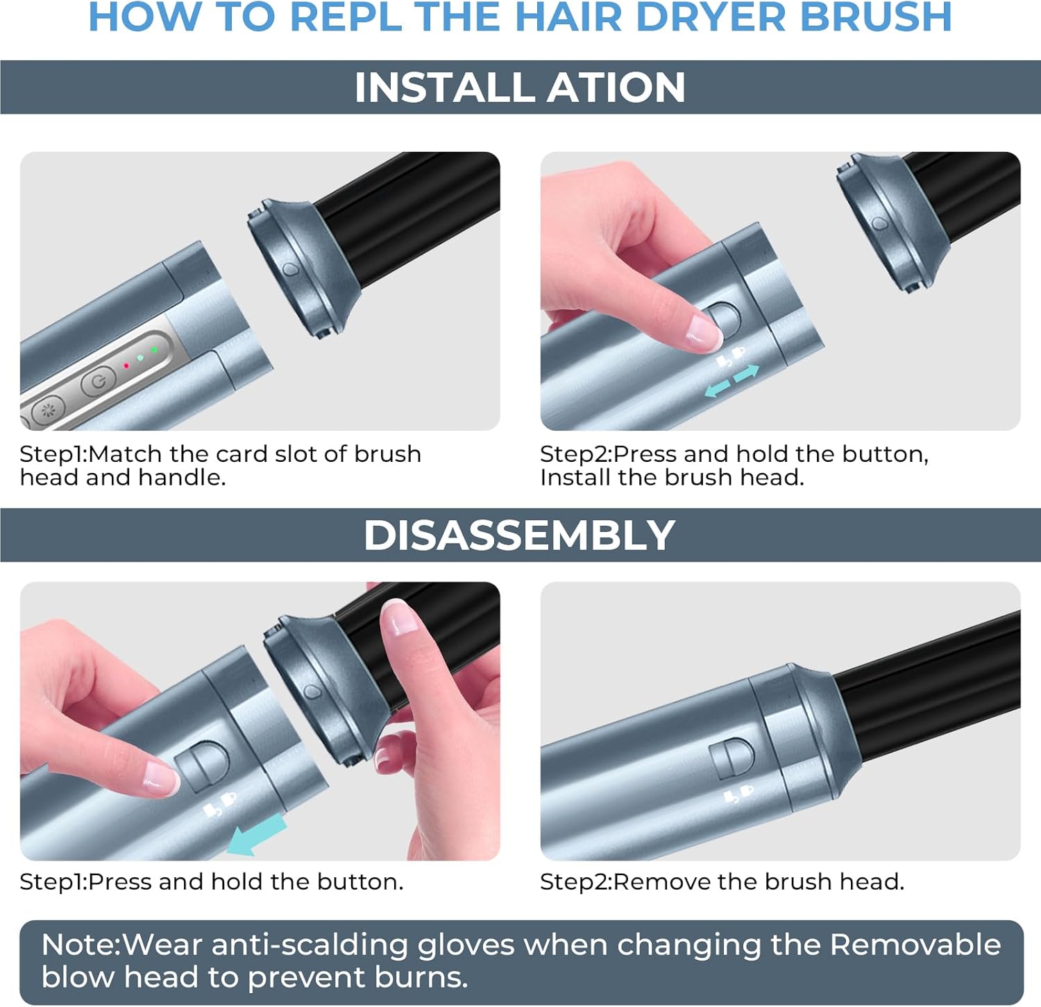 Hair Dryer Brush,Blow Dryer Brush with Attachments,110000 RPM Curly Twist 6 in 1 Air Style, Professional Ionic Hair Styling Tool, Left & Right Air Curler, Volumizer - Image 8
