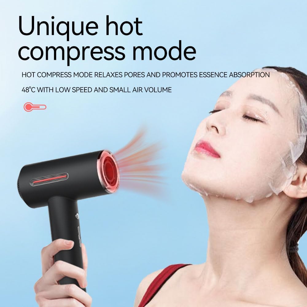 Hair Dryer, Fast Drying Blow Dryer with Magnetic Nozzle,110,000RPM Brushless Motor, High Speed Low Noise, Ionic No Heat Damage, for Travel, Home, Gift (Gray) - Image 3