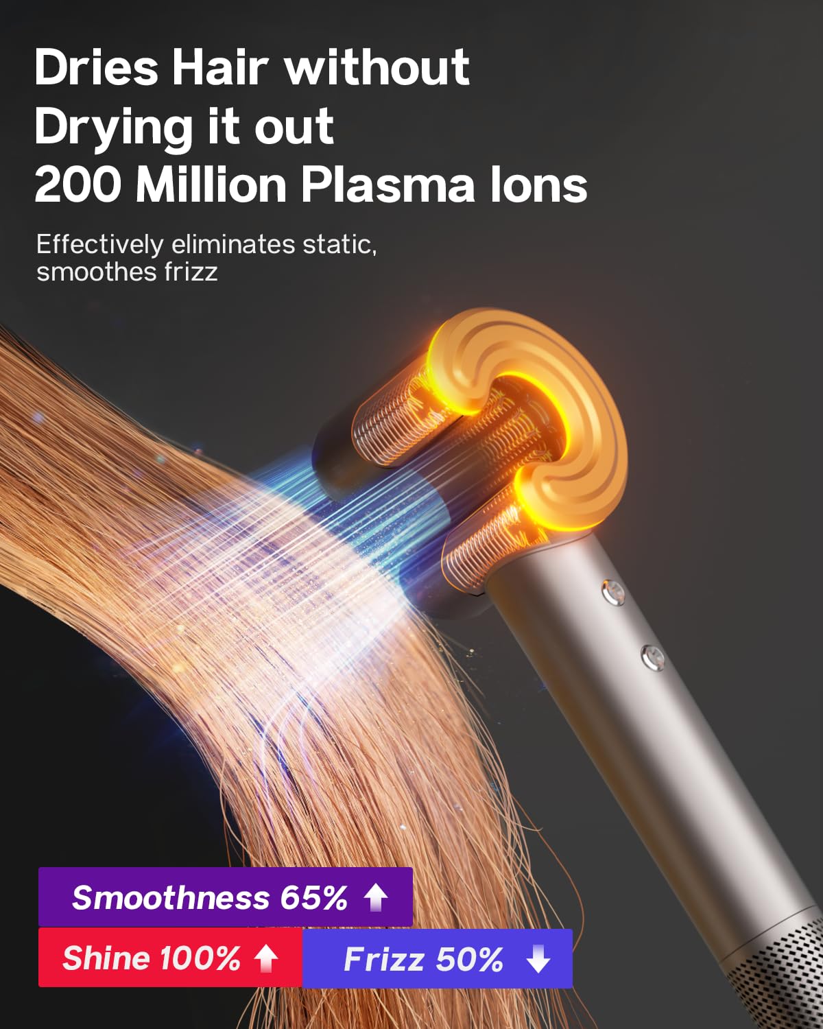 Hair Dryer for Women - 110,000 RPM High-Speed Brushless Motor, Plasma Tech, Quick Dry in 5 Mins, 346g Lightweight & Portable Hair Blow Dryer, No Heat Damage, Smart Temp Control - Nickel Copper - Image 3