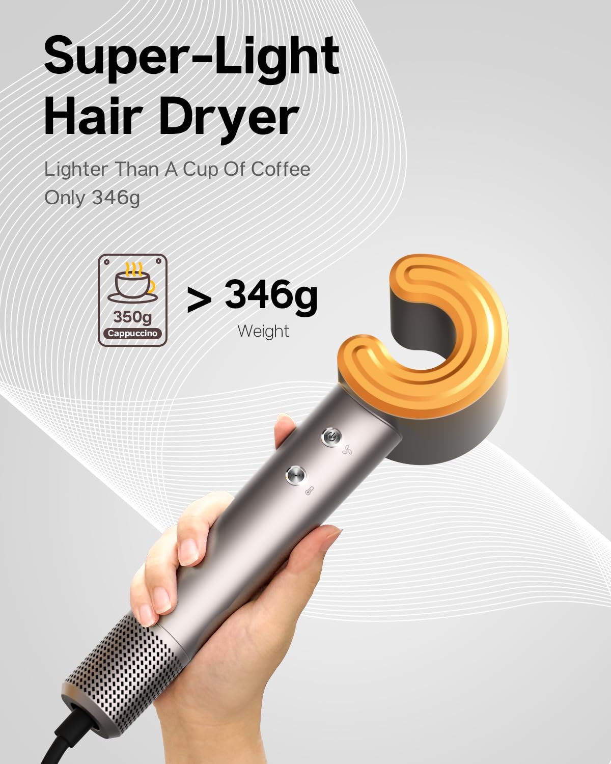Hair Dryer for Women - 110,000 RPM High-Speed Brushless Motor, Plasma Tech, Quick Dry in 5 Mins, 346g Lightweight & Portable Hair Blow Dryer, No Heat Damage, Smart Temp Control - Nickel Copper - Image 5