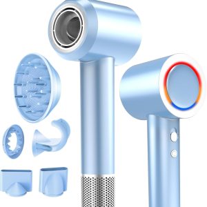 Hair Dryer, High-Speed Blow Dryer, 110000 RPM Negative Ionic Care Hair Dryer for Fast Drying Low Noise Thermo-Control Hairdryer with Magnetic Diffuser & Nozzle for Home Travel