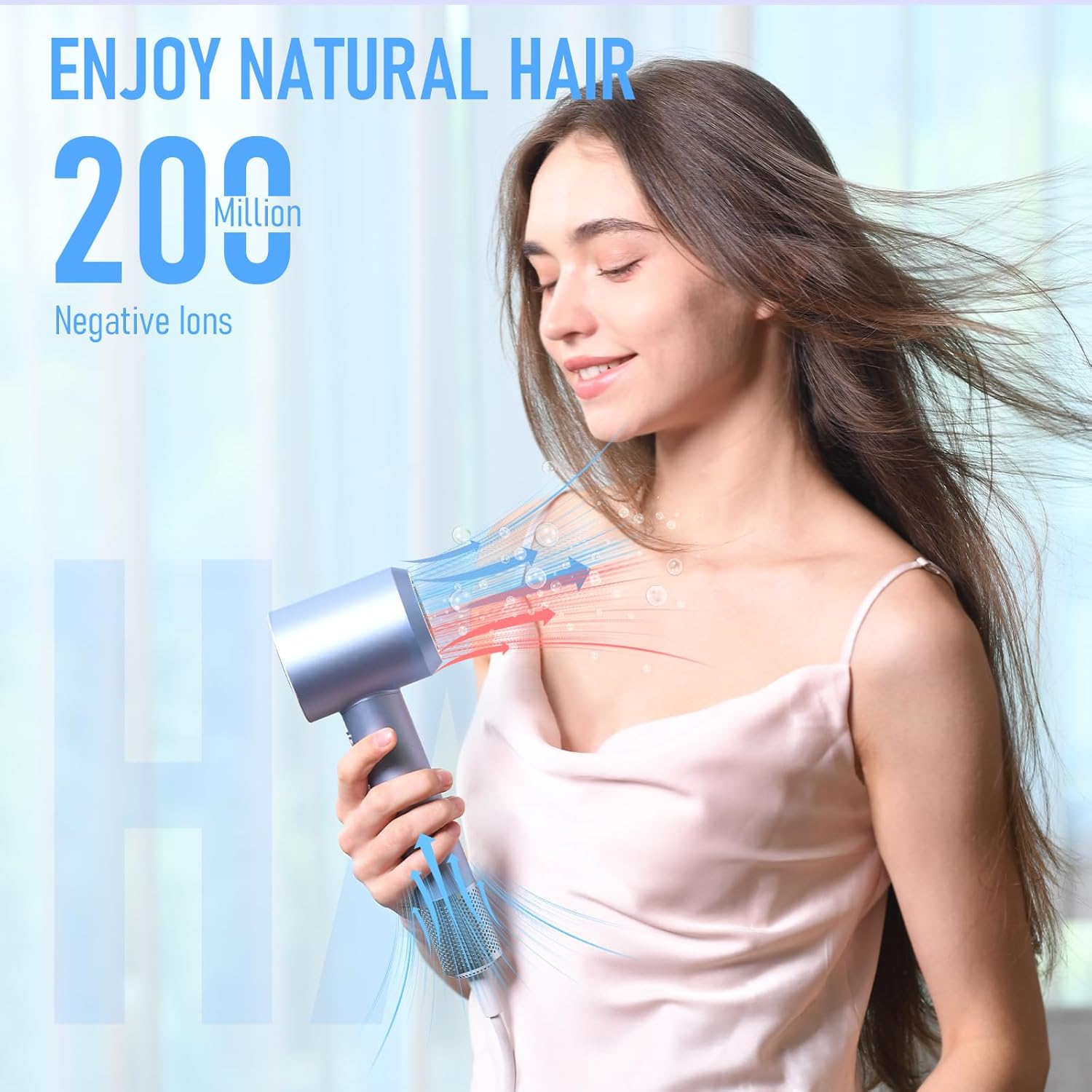 Hair Dryer, High-Speed Blow Dryer, 110000 RPM Negative Ionic Care Hair Dryer for Fast Drying Low Noise Thermo-Control Hairdryer with Magnetic Diffuser & Nozzle for Home Travel - Image 2