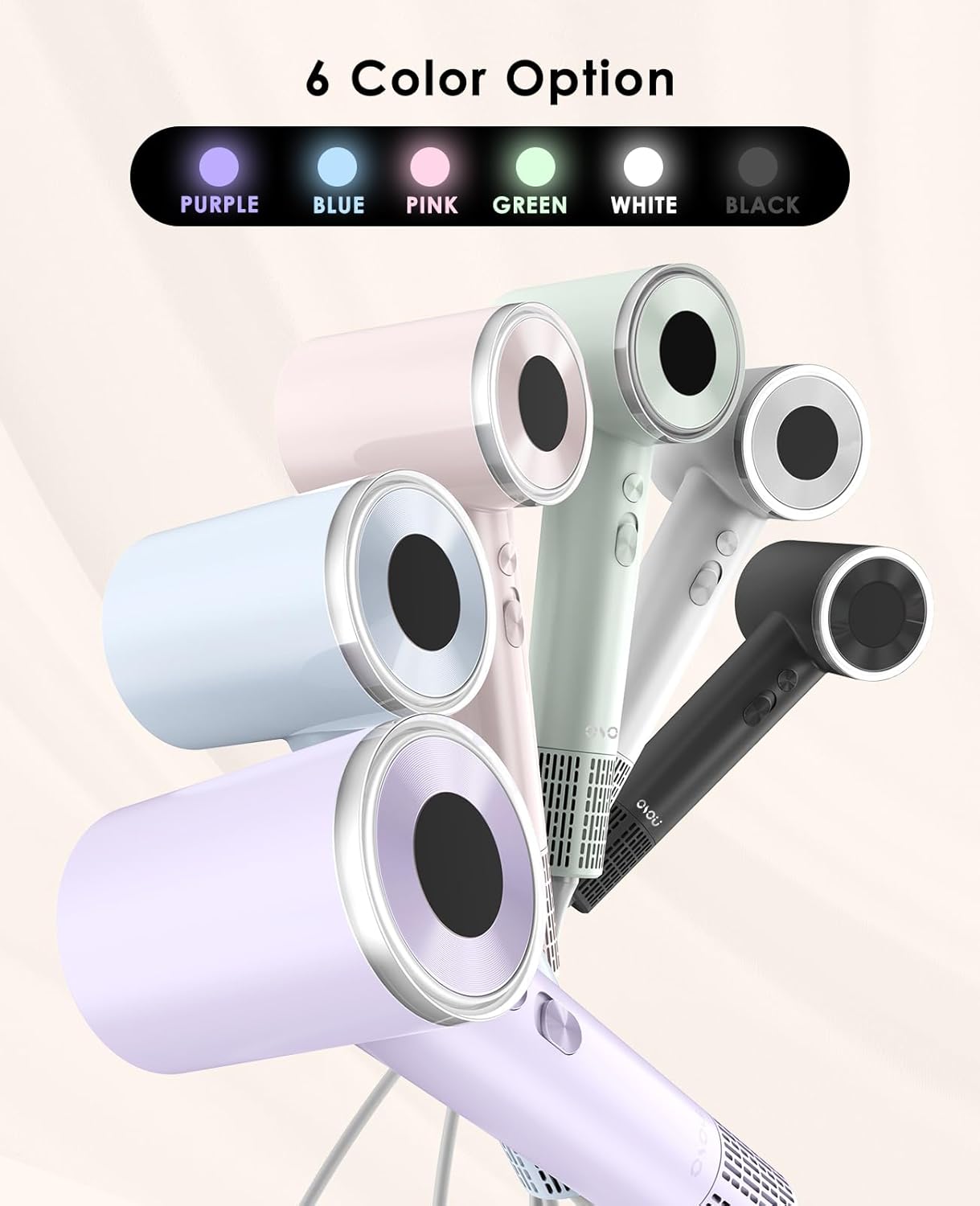 Hair Dryer, High Speed Fast Drying Hair Dryers, Negative Ionic Portable Blow Dryer with 110000 RPM Brushless Motor, Lightweight Low Noise Thermo-Control Hairdryer with Nozzle for Home, Travel - Image 7