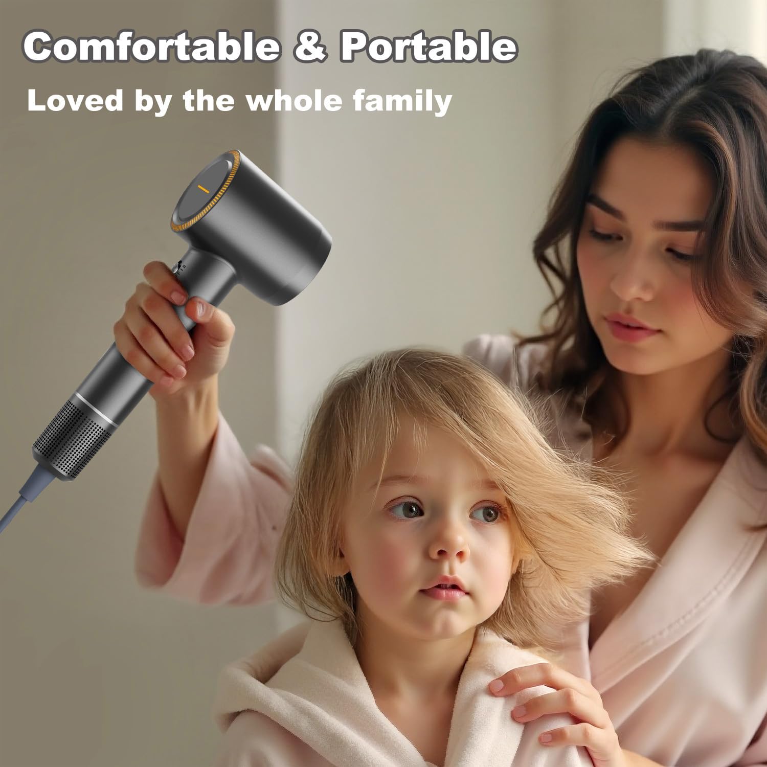 Hair Dryer, High Speed Powerful Negative Ionic Blow Dryer with 160000 RPM Brushless Motor for Fast Drying, Professional Low Noise Hairdryer with Diffuser and Nozzle, 4 Temps & 2 Speeds (Premium Gray) - Image 3