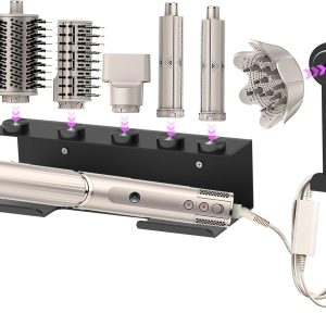 Hair Dryer Holder for Shark Flex Style, Wall Mount Holder Compatible with Shark FlexStyle, Curling Wand Organizer, Rack with Cord Hanger for Accessories Curlers Brushes Diffuser and Attachments