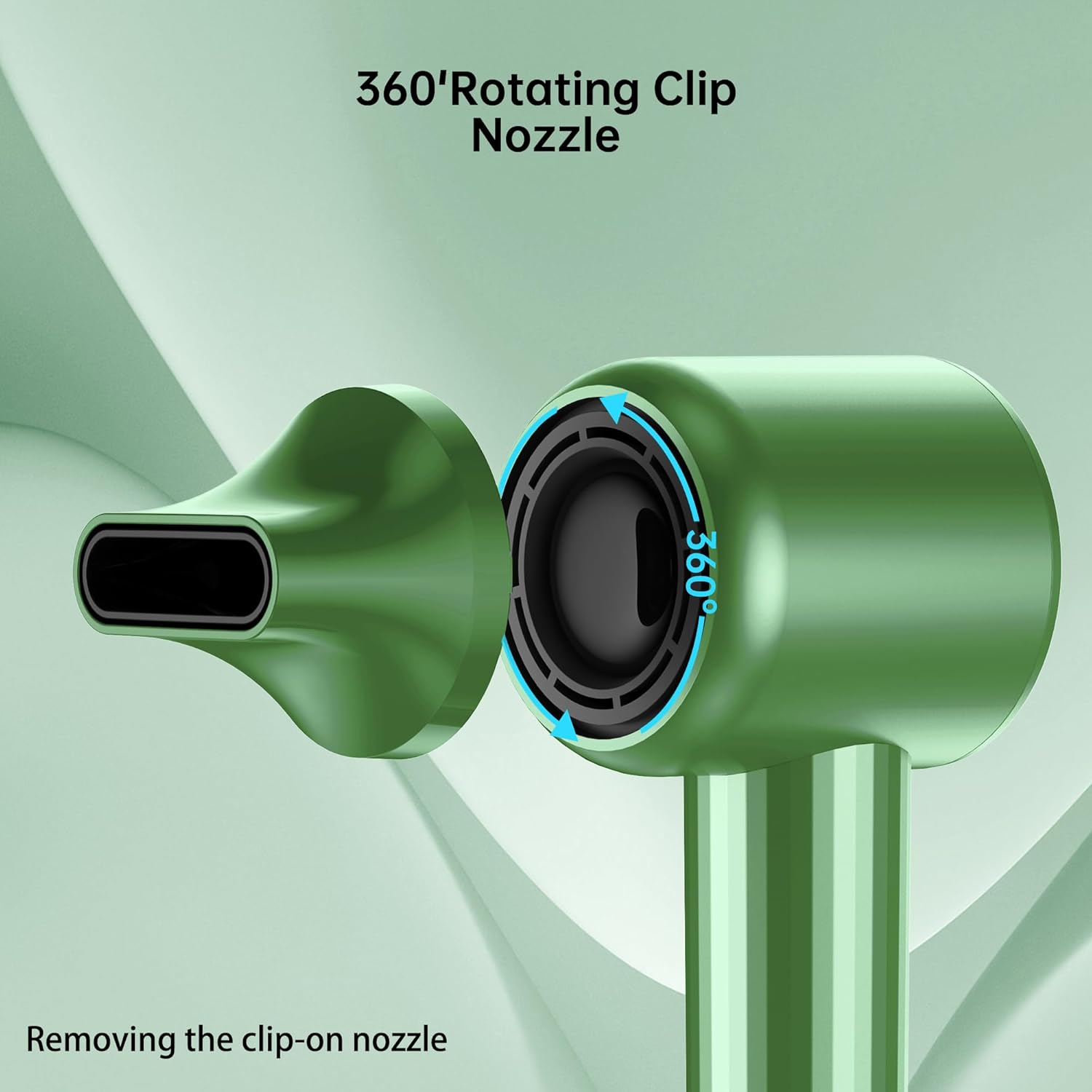 Hair Dryer, Professional High Speed Ionic Blow Dryer for Fast Drying, Powerful 1400W Hairdryer 3Temps /2Speeds, Low Noise Thermo-Control Hairdryer with Nozzle, No Heat Damage, Green - Image 7
