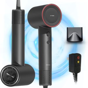 Hair Dryer, Professional High Speed Ionic Blow Dryer with 75m/s Airflow Speed, 110,000 RPM Brushless Motor, Fast Drying Lightweight Travel Hairdryer, 4 Temperature Settings, Low Noise Magnetic Nozzle