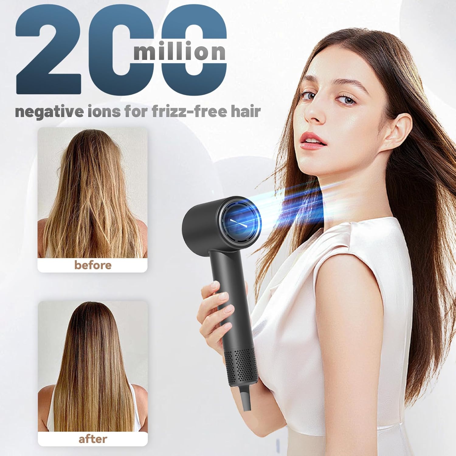 Hair Dryer, Professional High Speed Ionic Blow Dryer with 75m/s Airflow Speed, 110,000 RPM Brushless Motor, Fast Drying Lightweight Travel Hairdryer, 4 Temperature Settings, Low Noise Magnetic Nozzle - Image 3