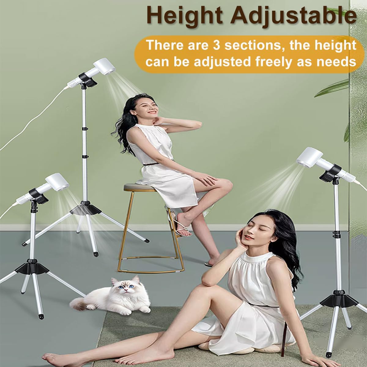 Hair Dryer Stand Hands Free, Portable Hair Dryer Holder Stand with Clamp & Non-Slip Quadpod, 63in/160CM Adjustable Floor Blower Stand Holder, Heavy Duty 360° Rotatable Foldable Lazy Hairdryer Standup - Image 3