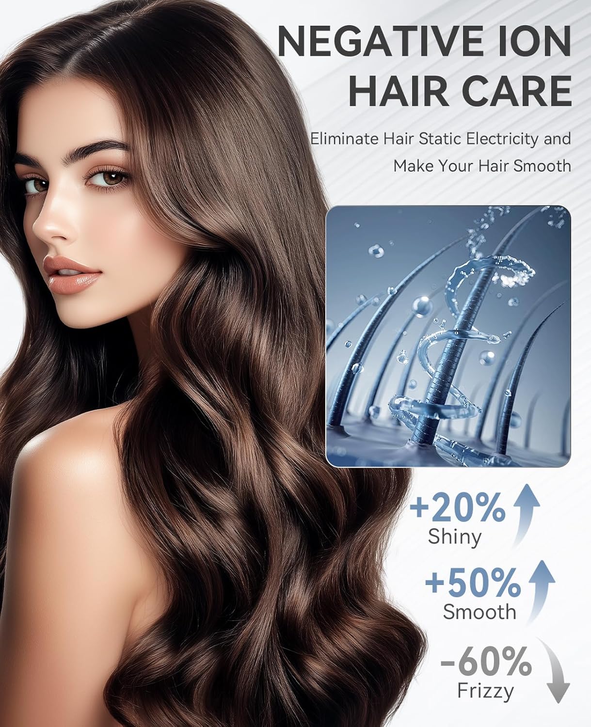Hair Dryer with Diffuser, CONFU Ionic Blow Dryer 1600W, Portable Lightweight Fast Drying Negative Ion Hairdryer, 3 Heat Settings with Diffuser and Concentrator Nozzle for Home & Travel - Image 3