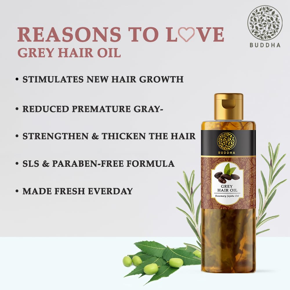Hair Oil for Greys & Whites (150 ml, 5.1 Oz) - Restore Natural Black Color of Hair With Unique Herbs oil blend For Men and Women - 100% Ayurvedic - No Mineral Oil - Image 3