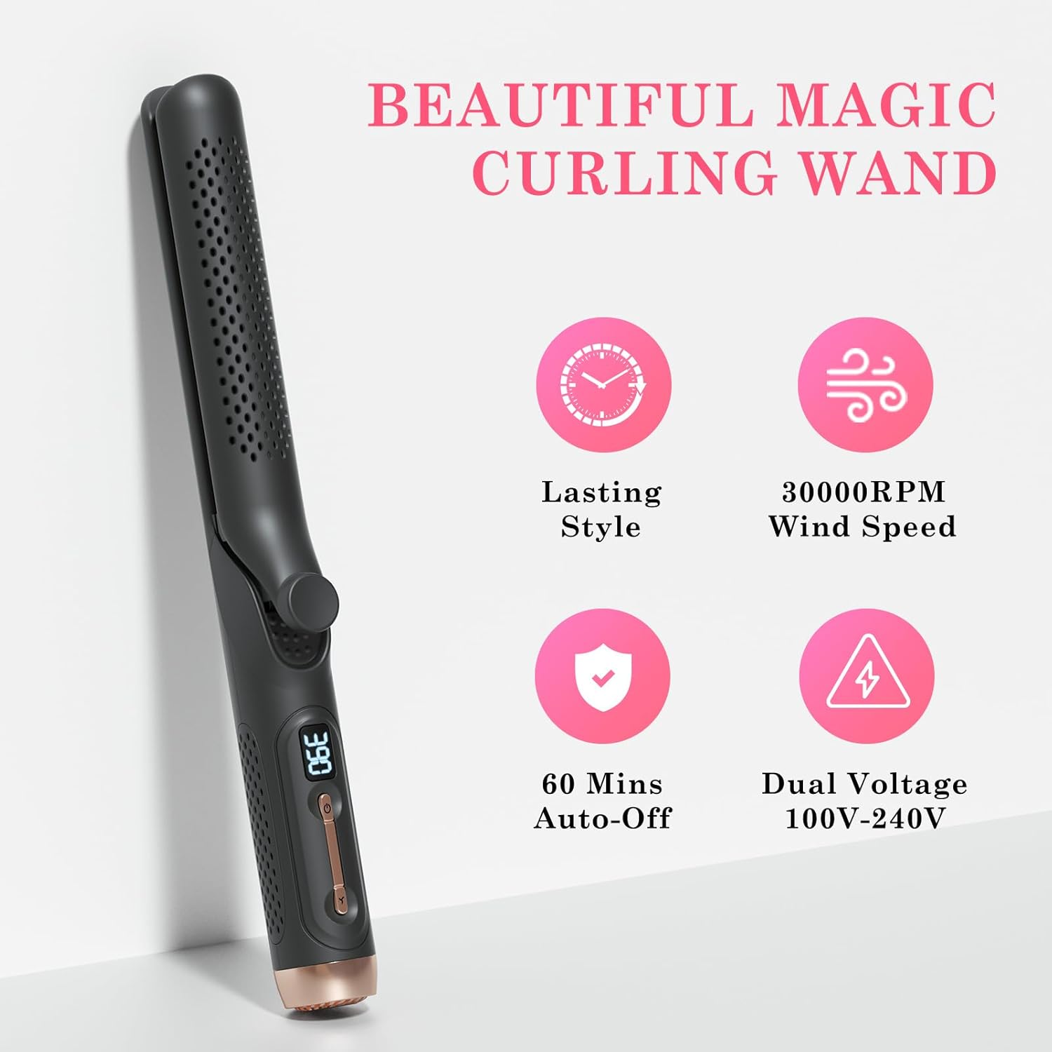 Hair Straightener and Curler 2-in-1, 360° Airflow Styler Curling Iron, 1.25 Inch Curling Wand, 20 Million Negative Ion Hair Care, 5 Temps & Auto Off, Dual Voltage (Black) - Image 6