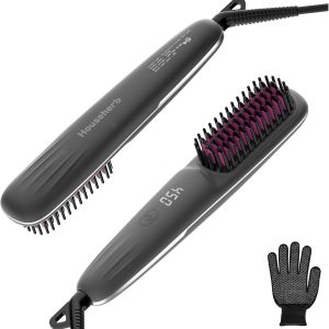 Hair Straightener Brush for Women, 2-in-1 Hot Comb & Straightening Brush with 9 Temperature Settings, Up to 450℉ for Frizz-Free, Smooth Hair – Perfect for Home, Office & Travel