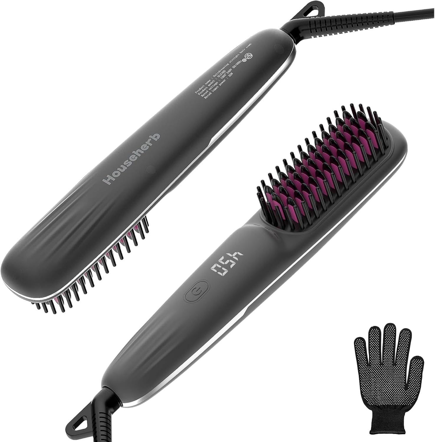 Hair Straightener Brush for Women, 2-in-1 Hot Comb & Straightening Brush with 9 Temperature Settings, Up to 450℉ for Frizz-Free, Smooth Hair – Perfect for Home, Office & Travel