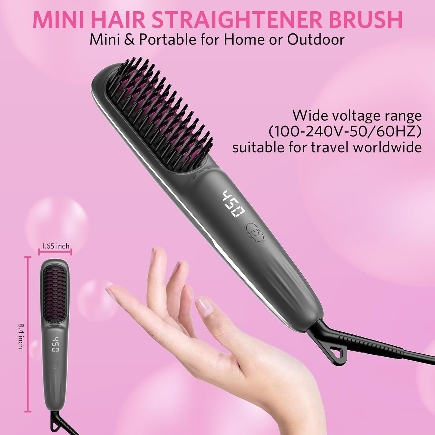 Hair Straightener Brush for Women, 2-in-1 Hot Comb & Straightening Brush with 9 Temperature Settings, Up to 450℉ for Frizz-Free, Smooth Hair – Perfect for Home, Office & Travel - Image 6